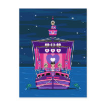 Princess & Knights on Medieval Ship Postcard