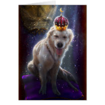 princess, portrait, surreal, dog, coat, fantasy, golden, golden retriever, pillow, crown, pet, cute, illustration, fairytale, flies, fairy, fairies, faery, faerie, bestseller, best selling, animals, Card with custom graphic design