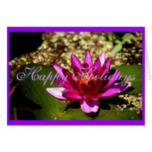 Princess of the Pond Floral Purple Merry Xmas Greeting Cards