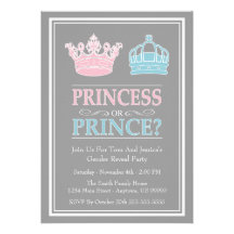 Princess Or Prince Gender Reveal Party Invitations