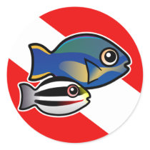 Princess Parrotfish & Baby Dive Flag Round Stickers
