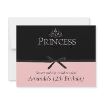 Princess Party Invitation in Black and Pink