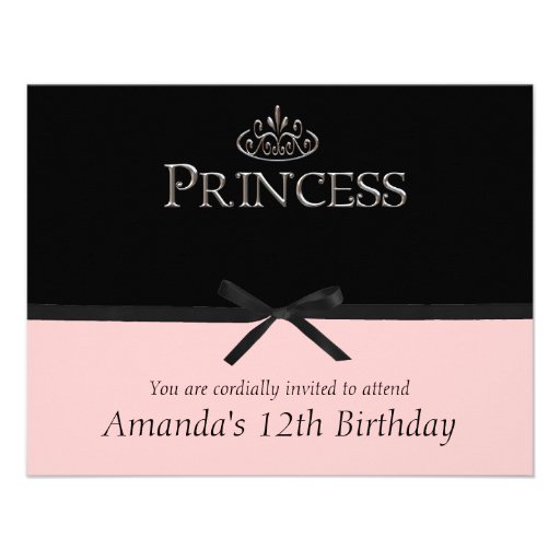 Princess Party Invitation in Black and Pink