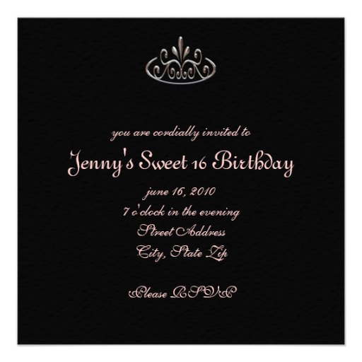 Princess Party Invitation Sweet 16
