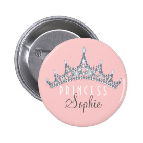 Princess Party Personalized Tiara Button