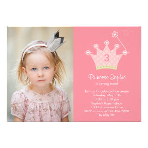 Princess Party Photo Birthday Invitation Card