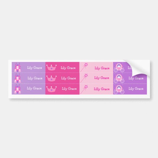 princess personalized name waterproof labels bumper princess personalized name waterproof labels bumper