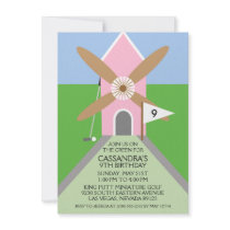 Princess Pink Miniature Golf Windmill Birthday Invite