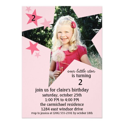 Princess Pink Superstar Photo Birthday Party Personalized Announcements