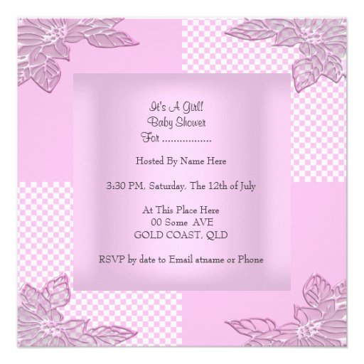 Princess Pink White Baby Shower Girl Tiara Personalized Announcement