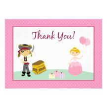 Princess & Pirate Flat Thank-You Card Personalized Announcement