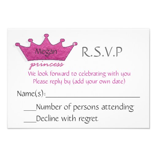 Princess R.S.V.P Personalized Invitations