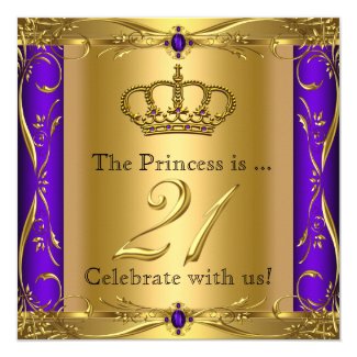 Princess Regal Purple Gold 21st Birthday Party Invitation