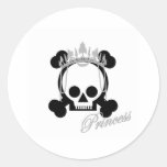 Princess Skull Round Stickers