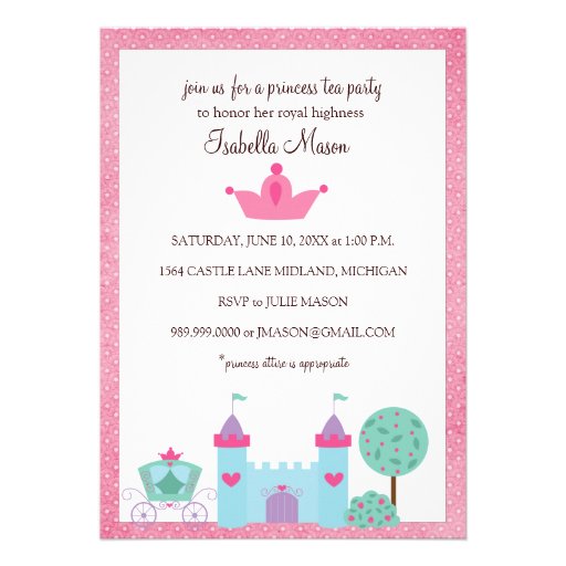 Princess Tea Party Invitations (front side)