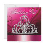 Princess Tiara Birthday Girl (hot pink) Personalized Announcement