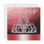 Princess Tiara Birthday Girl (rose) Announcement