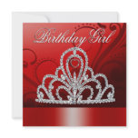 Princess Tiara Birthday Girl (scarlet) Invites