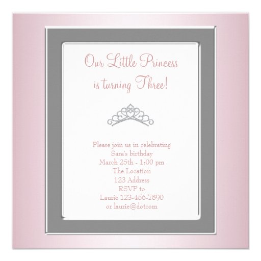 Princess Tiara Photo Princess Birthday Party Invitations