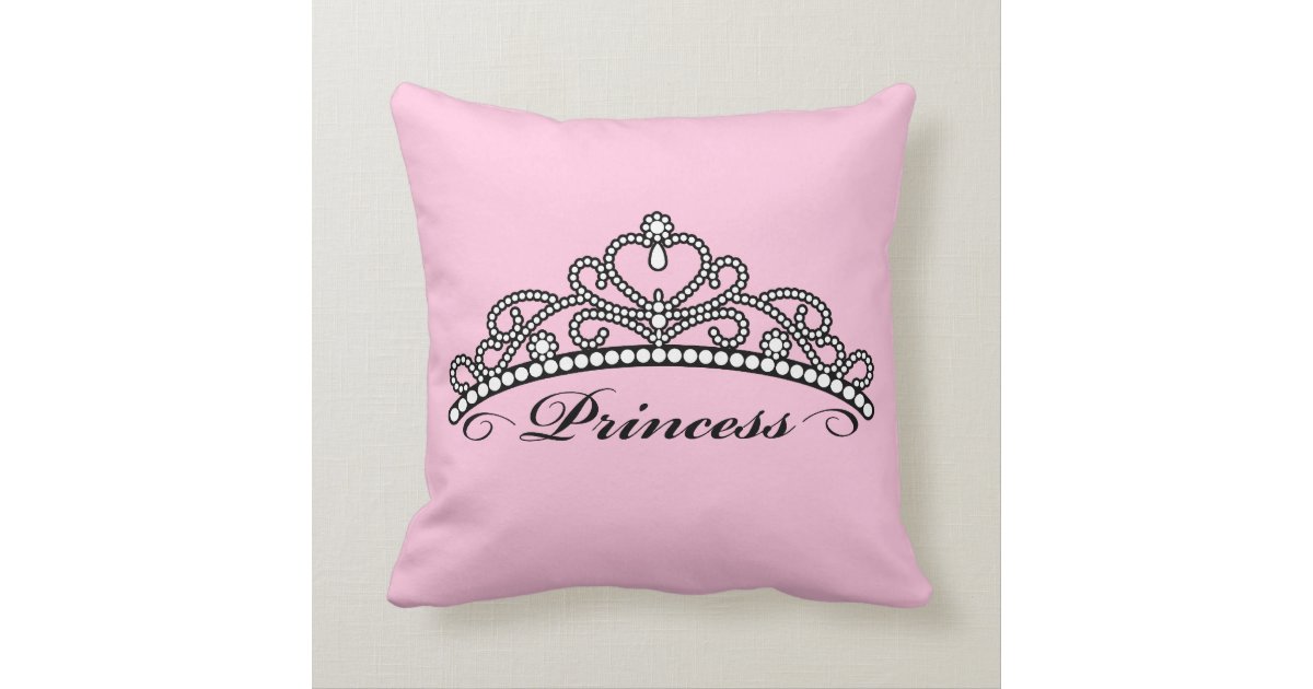 Princess Tiara Pillow (pink background) | Zazzle