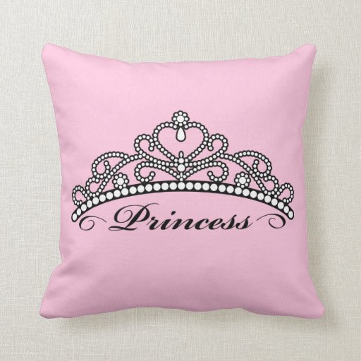 Princess Tiara Pillow (pink background) | Zazzle
