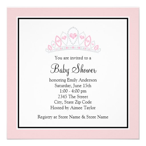 Princess Tiara Pink Princess Baby Shower Custom Invitation