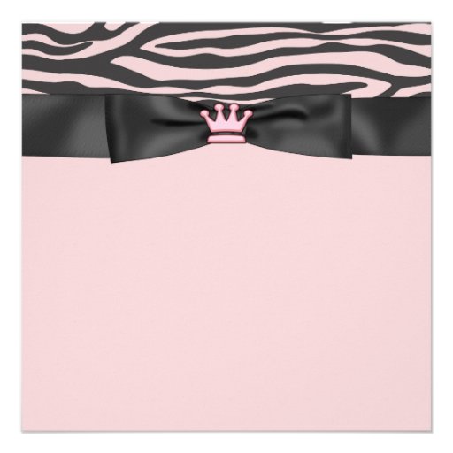 Princess Tiara Pink Zebra Girl Baby Shower Personalized Invitation