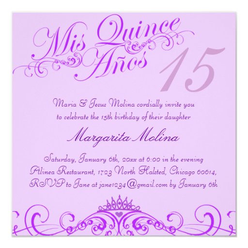 Princess Tiara Purple Quinceanera Invitation Zazzle