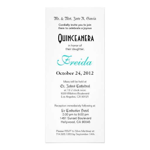 Princess Tiara Quinceanera (aqua) Invites