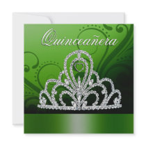 Princess Tiara Quinceanera (chartreuse) Personalized Invite