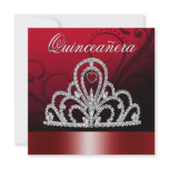 Princess Tiara Quinceanera (deep red) Personalized Invitation