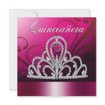 Princess Tiara Quinceanera (fuschia) Personalized Announcement