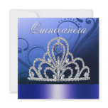 Princess Tiara Quinceanera (indigo blue) Personalized Invitations