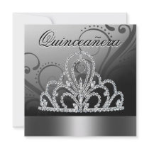 Princess Tiara Quinceanera (silver) Custom Announcements