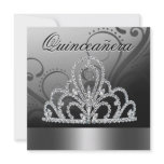 Princess Tiara Quinceanera (silver) Custom Announcements