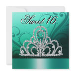 Princess Tiara Sweet Sixteen (aqua) Custom Announcements