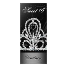 Princess Tiara Sweet Sixteen (black) Personalized Invitation