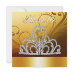Princess Tiara Sweet Sixteen (gold) Personalized Invites
