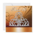 Princess Tiara Sweet Sixteen (tangerine) Personalized Invite