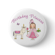Princess Unicorn Birthday Girl button