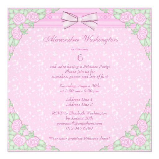 Princess, Unicorn & Castle Pink Princess Party Invitation