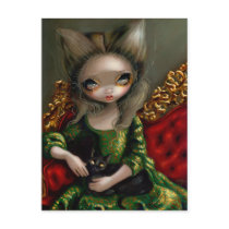 "Princess with a Black Cat" Postcard