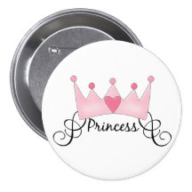 Princess With Crown - Customizable Pinback Buttons