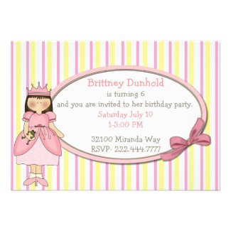 Princess with Frog Birthday Party Invitation