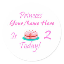 Princess (Your Name) is 2 Today stickers by Brookelorren Princess (Your Name) is 2 Today stickers