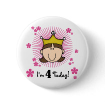 Princesss 4th Birthday Tshirts and Gifts Pinback Buttons
