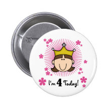 Princesss 4th Birthday Tshirts and Gifts Pinback Buttons