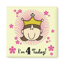 Princesss 4th Birthday Tshirts and Gifts Refrigerator Magnets