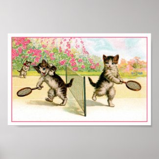 Print: Badminton Kittens Vintage Art print