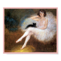 Print: Ballerina & Black Cat by VintagePets Print: Ballerina & Black Cat